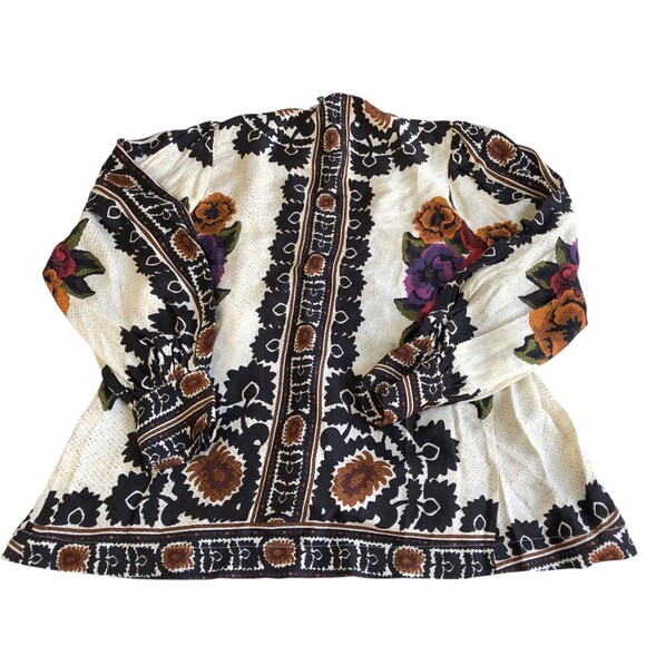 Farm Rio Flower Tapestry Popover Blouse Sz X Small EUC - Picture 8 of 15